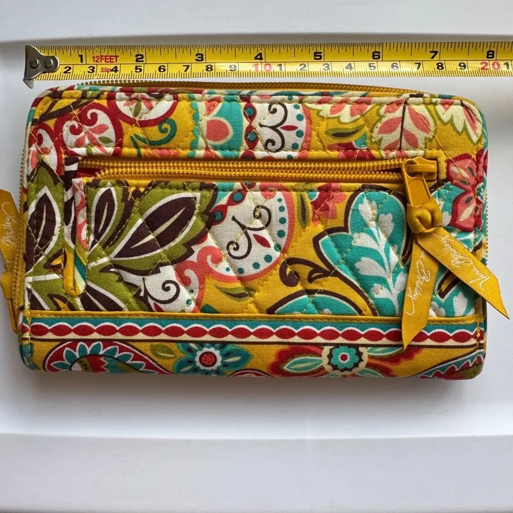 Vera Bradley Turnlock Wallet Retired Provencal Quilted Fabric Yellow Paisley - Picture 7 of 8